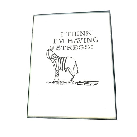Funny Zebra "I Think Im Having Stress!" Wall Art Decor - Framed Print With Humor - Picture 7 of 9